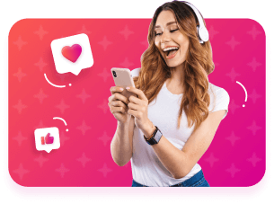 Happy girl with her mobile phone